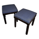 Pair of stools from the late 19th century in Louis XIII style.