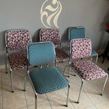 Set of 5 chrome chairs from the 1970s.