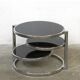 Table basse vintage Leitmotiv Swivel en métal chromé et verre, Pays-Bas 1970-1980