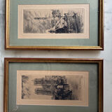 2 engravings of Parisian monuments signed Leopold Robin