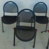 7 quality conference chairs in black metal, stackable and attachable