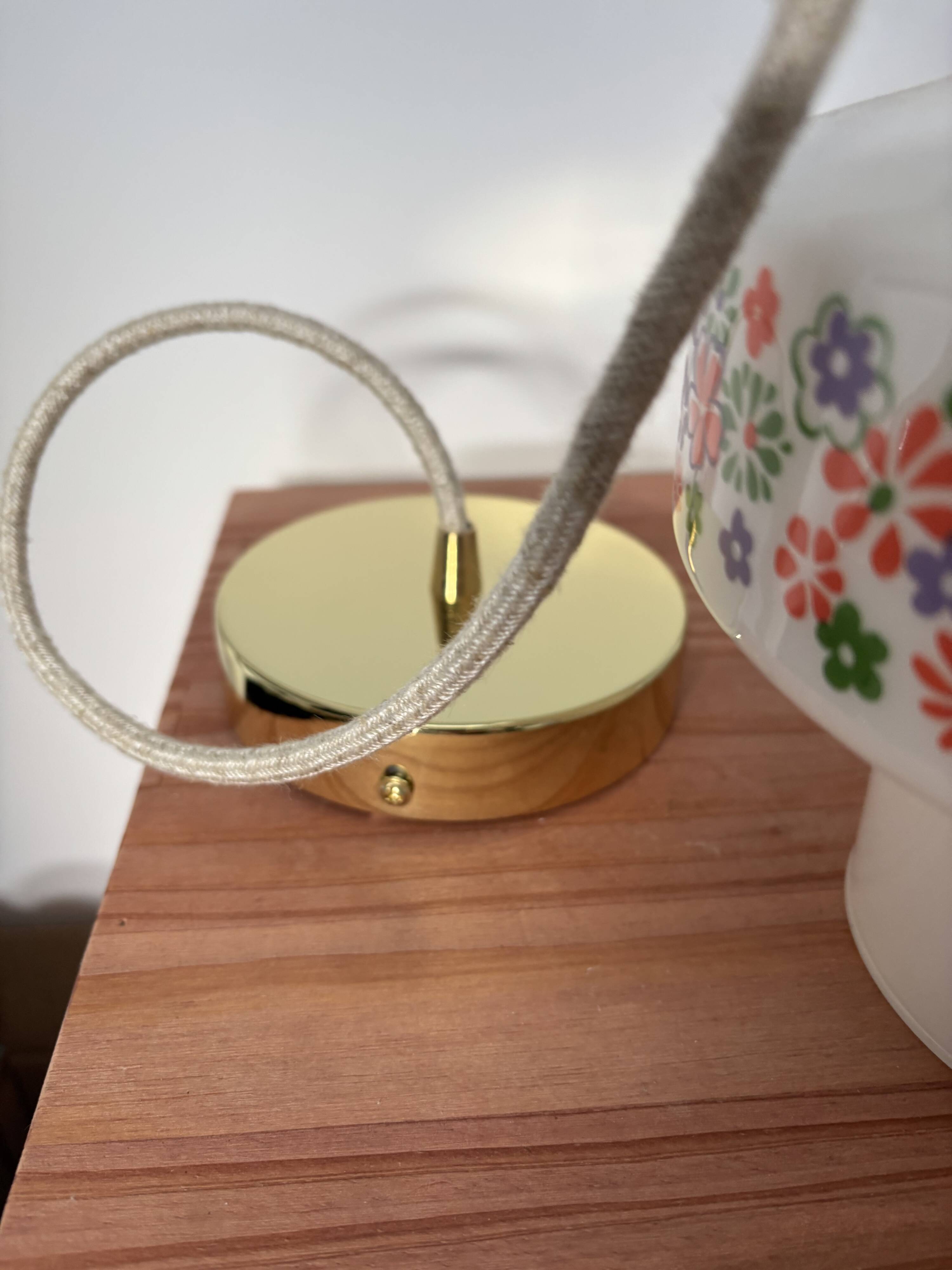 Vintage floral opaline pendant light