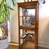 Vintage art deco wooden display case with mirrored back