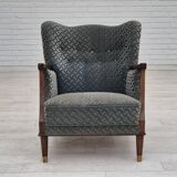 1960s, Danish armchair, original very good condition, furniture velour, beech wood,