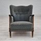 Années 1960, fauteuil danois, très bon état d'origine, meuble velours, bois de hêtre,