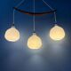Lustre 512 en bois de teck et verre opalin par Uno & Östen Kristiansson pour Luxus Suède