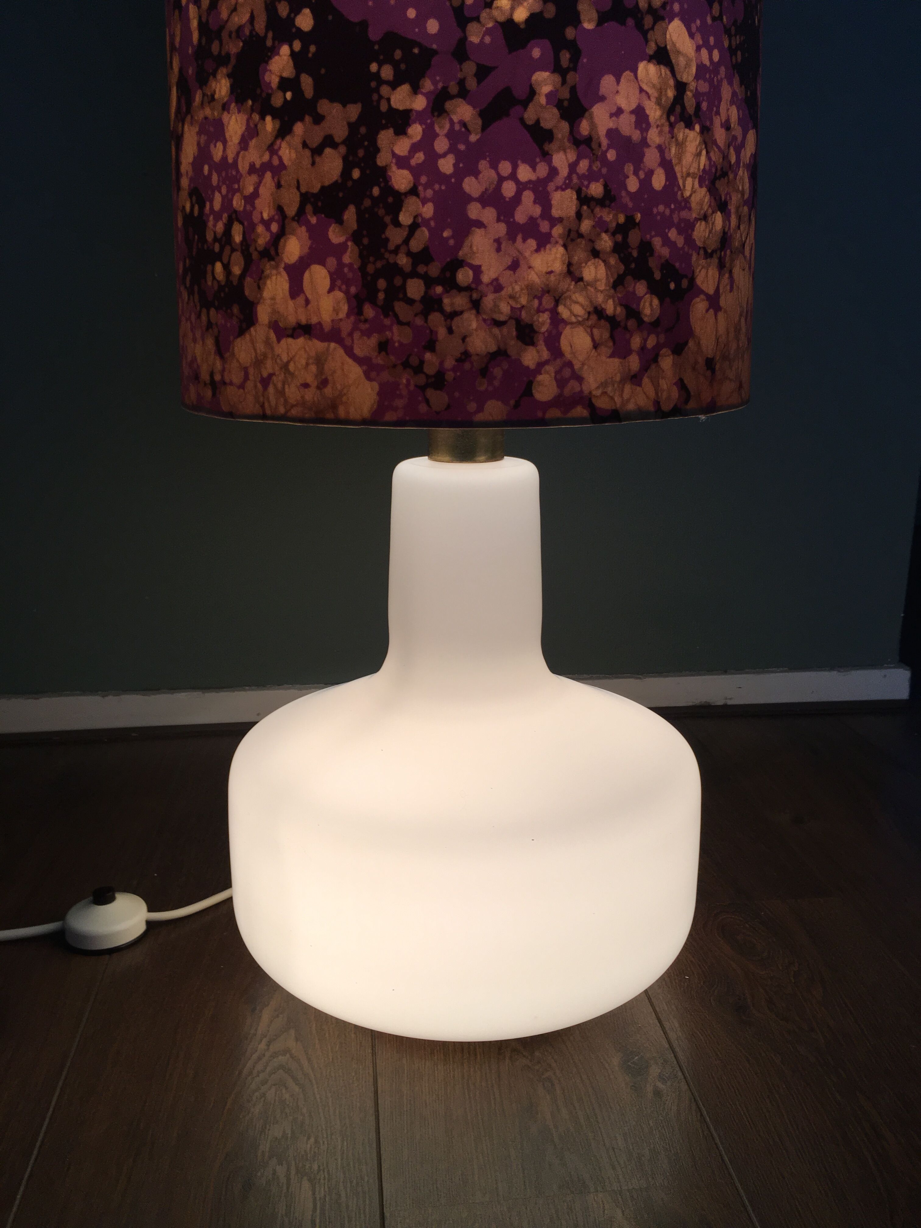 Mid-Century Pink & White Glass Floor Lamp