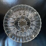 Vintage round serving platter in cut glass