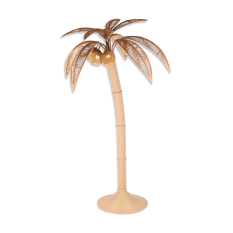 Coconut tree floor lamp in synthetic rattan for outdoors