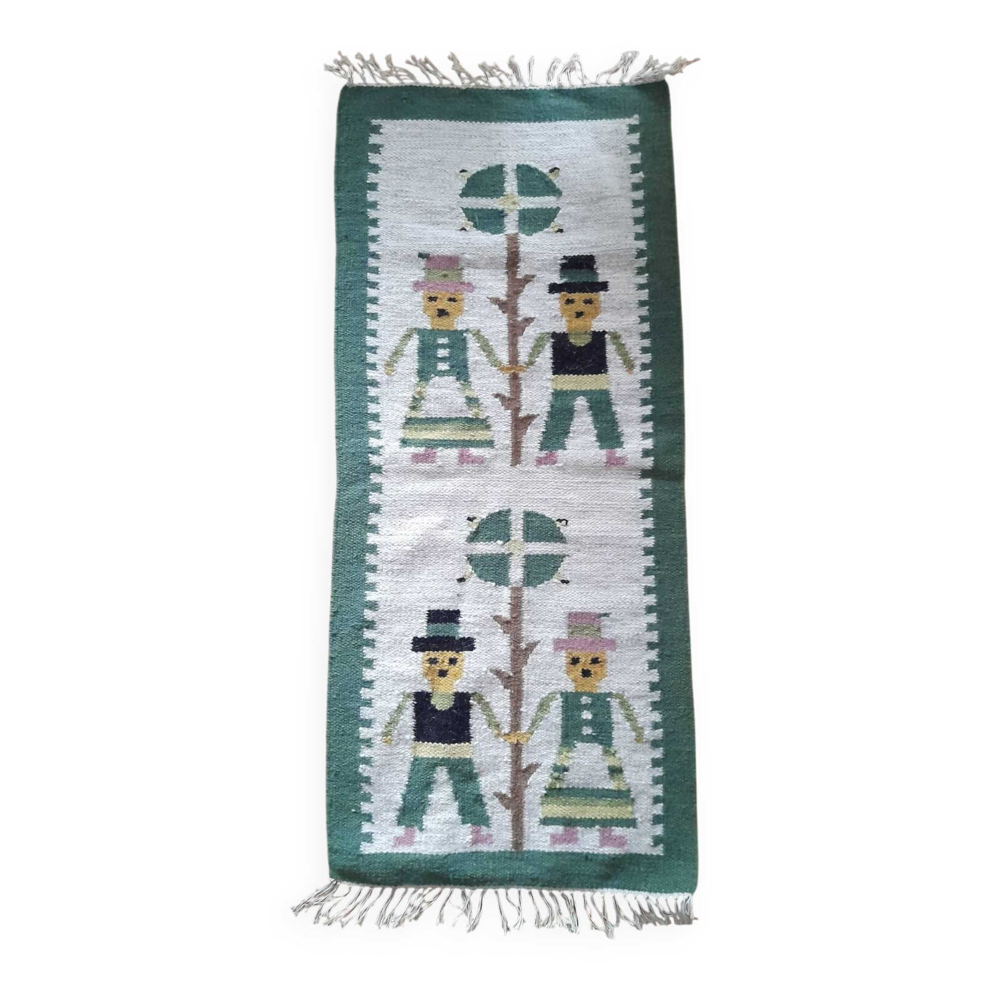 Small wool rug with a 70s Danish folk pattern.