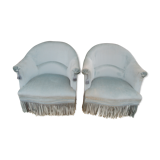 Pair of blue velvet toad armchairs