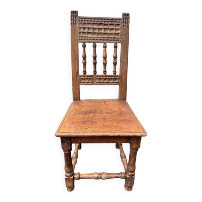 Rare Chaise haute époque chêne massif XVIe / XVIIe siècle