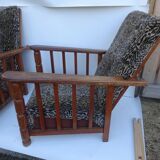 Paire fauteuils style club léopard  vintage