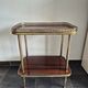 Dessert / Small side table with mahogany veneer and brass mid-century.