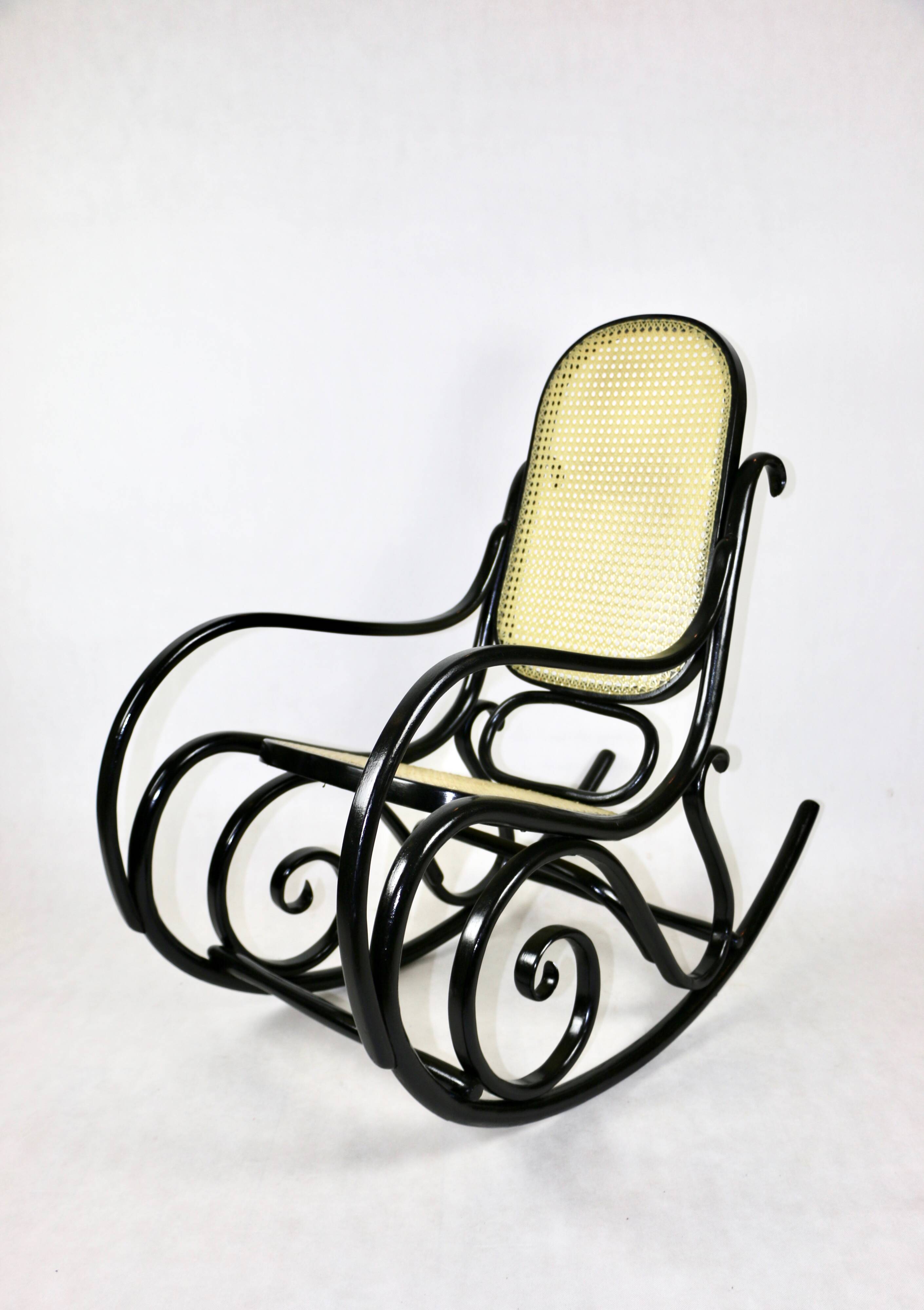 Vintage Black Rocking Chair attributed to Michael Thonet
