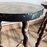 Pair of turned wooden stools