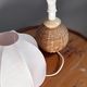 Bedside lamp foot ball in natural fiber, rattan, pink lampshade