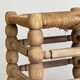 Tabouret ancien en bois et paille tressée