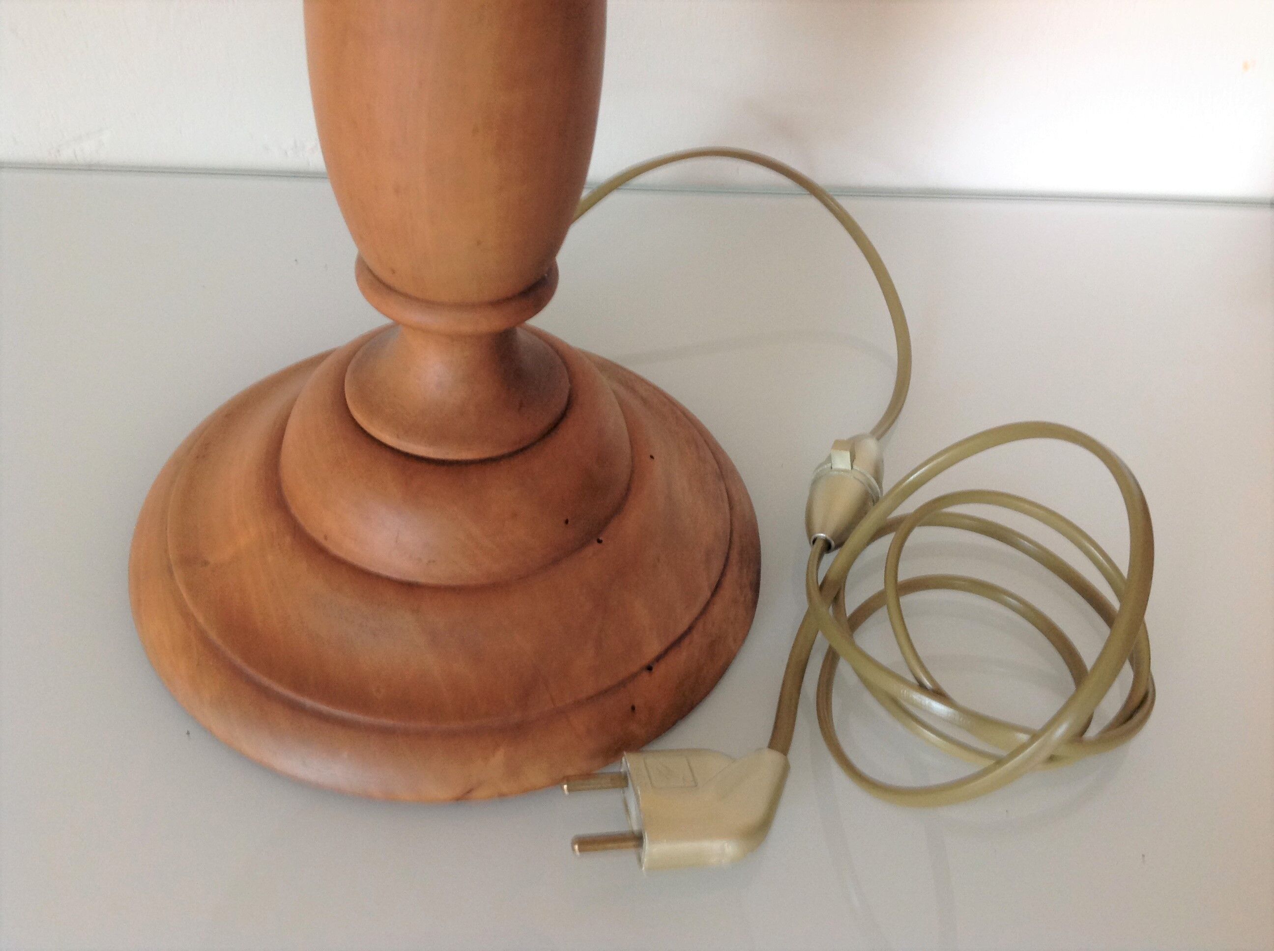 Turned wood lamp vintage 60s-70s