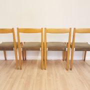 Vintage Miroslav Navratil Dining Chairs: 1970s Czechoslovakia, Gray Fabric