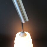 Danish Mid-century vintage hanging ceiling lamp classic lines, white opaline shade