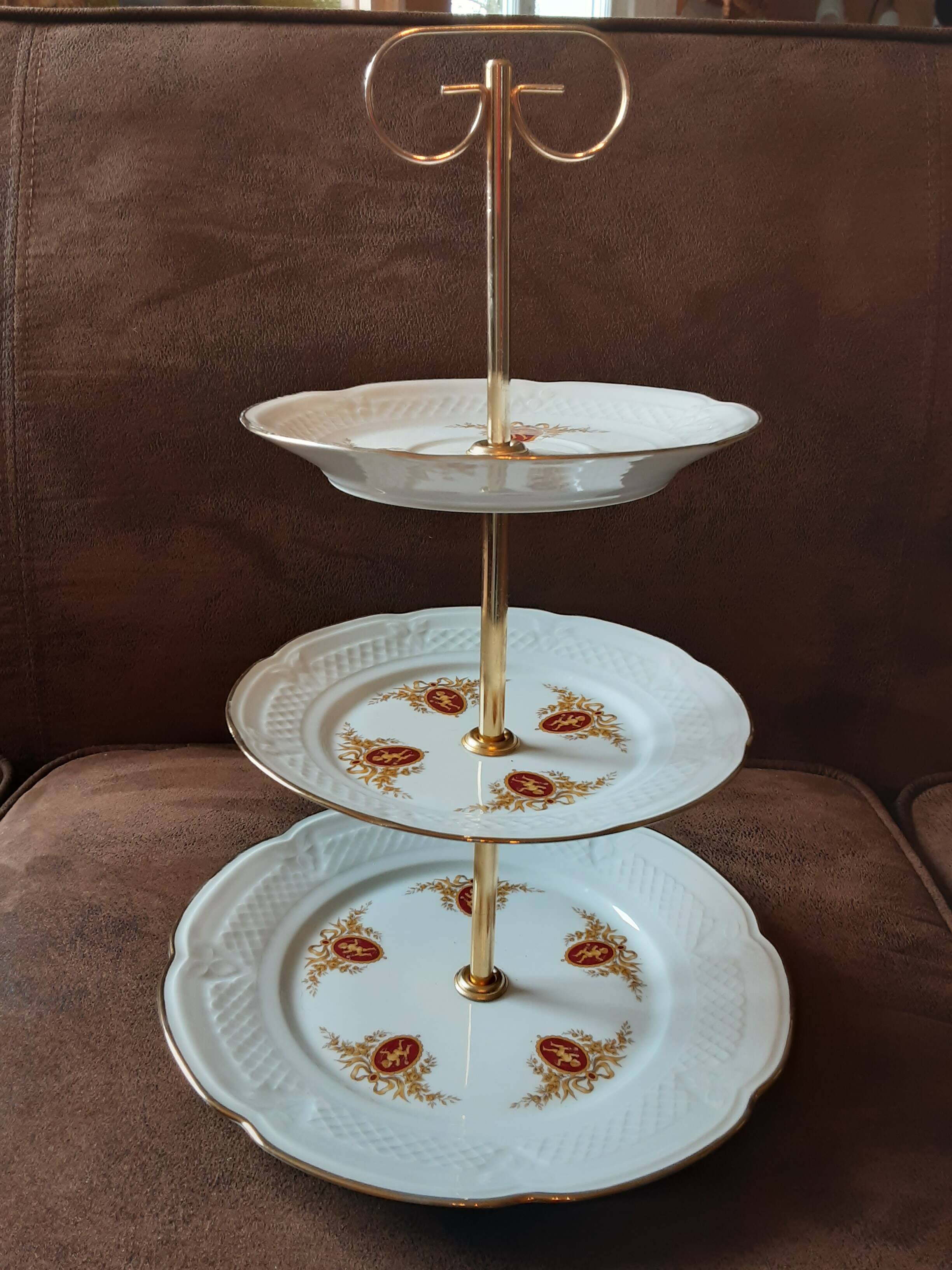 Paris porcelain 3-tier tray