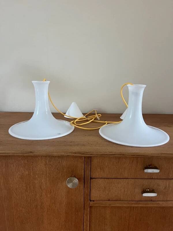 Vintage set of 2 Holmegaard Mandarin pendants - Michael Bang