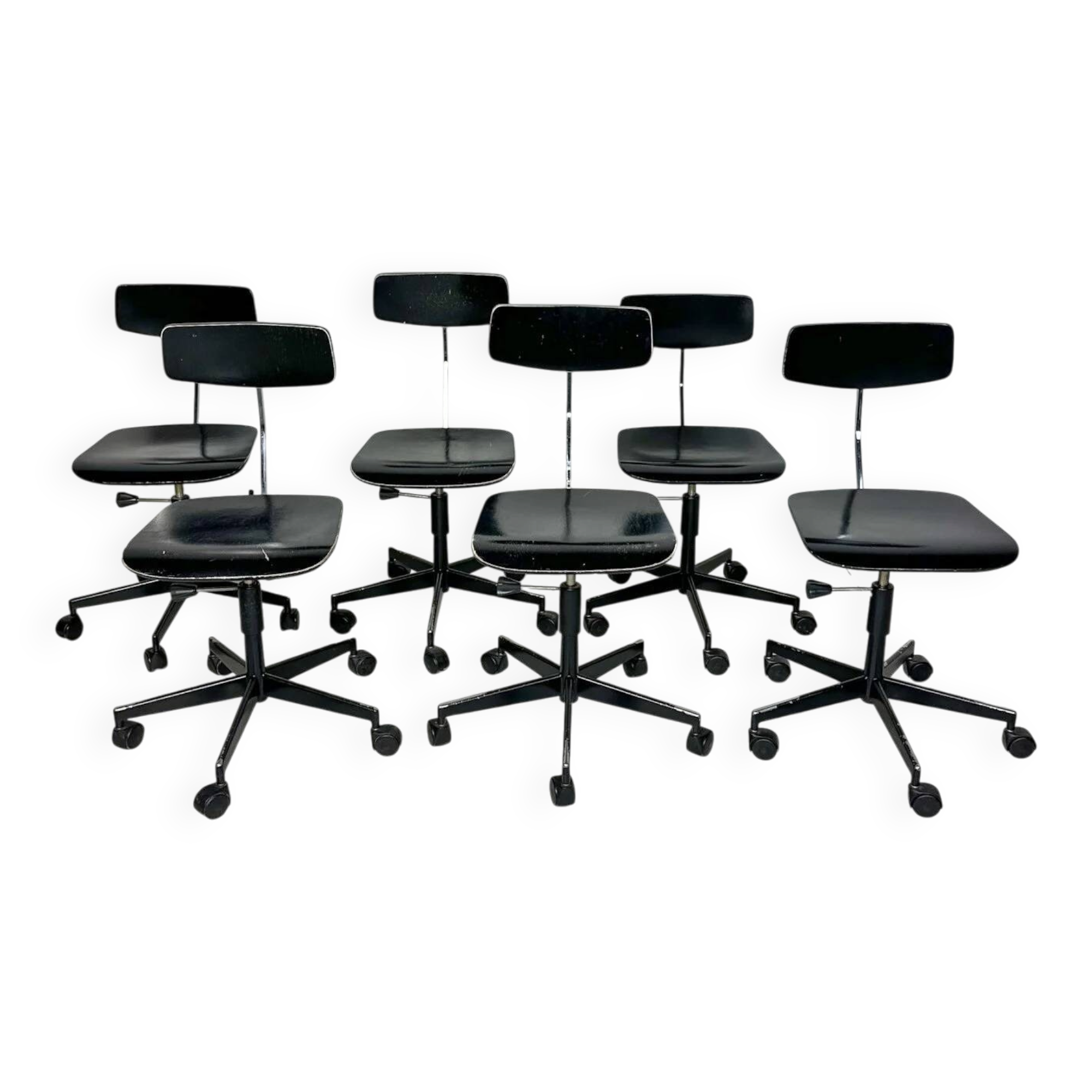 1/6 1950s vintage black architect desk chair by Jørgen Rasmussen for Labofa