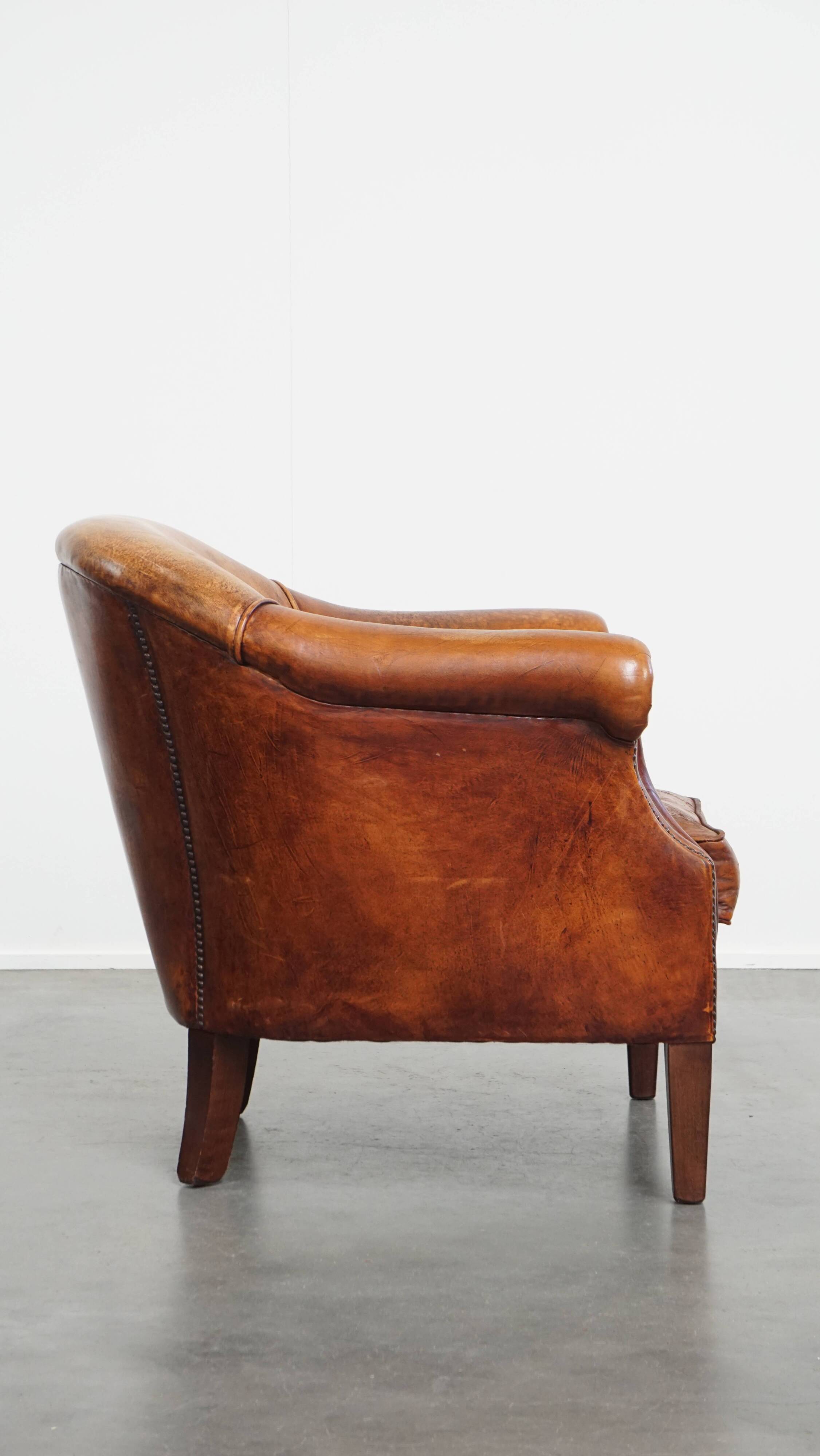 Sheepskin leather club chair