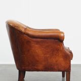 Sheepskin leather club chair
