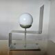 "UGINOX" lamp in steel and white opaline ball from the 70s