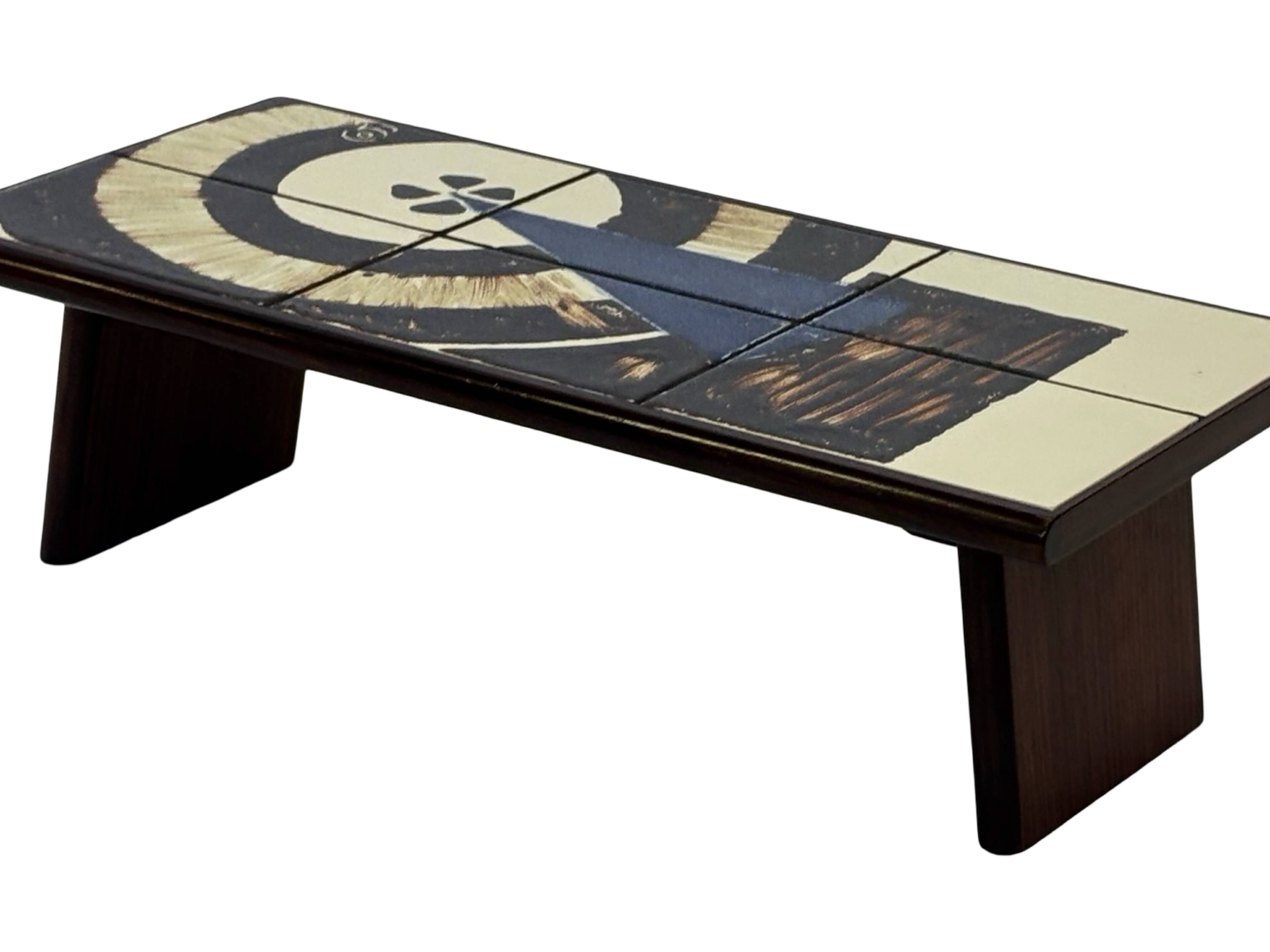 Vintage plant table small side table with rosewood tiles