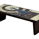 Vintage plant table small side table with rosewood tiles