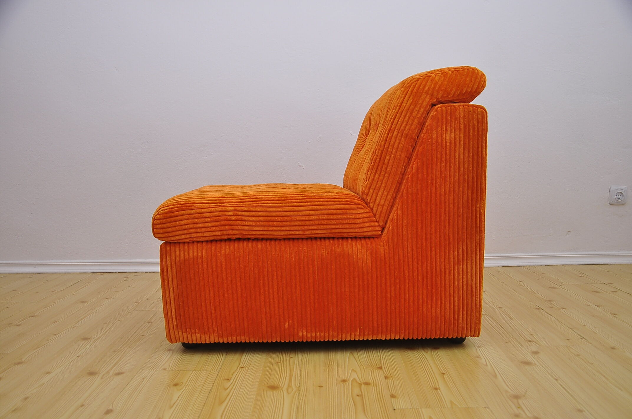 Orange corduroy modular sofa, 70s