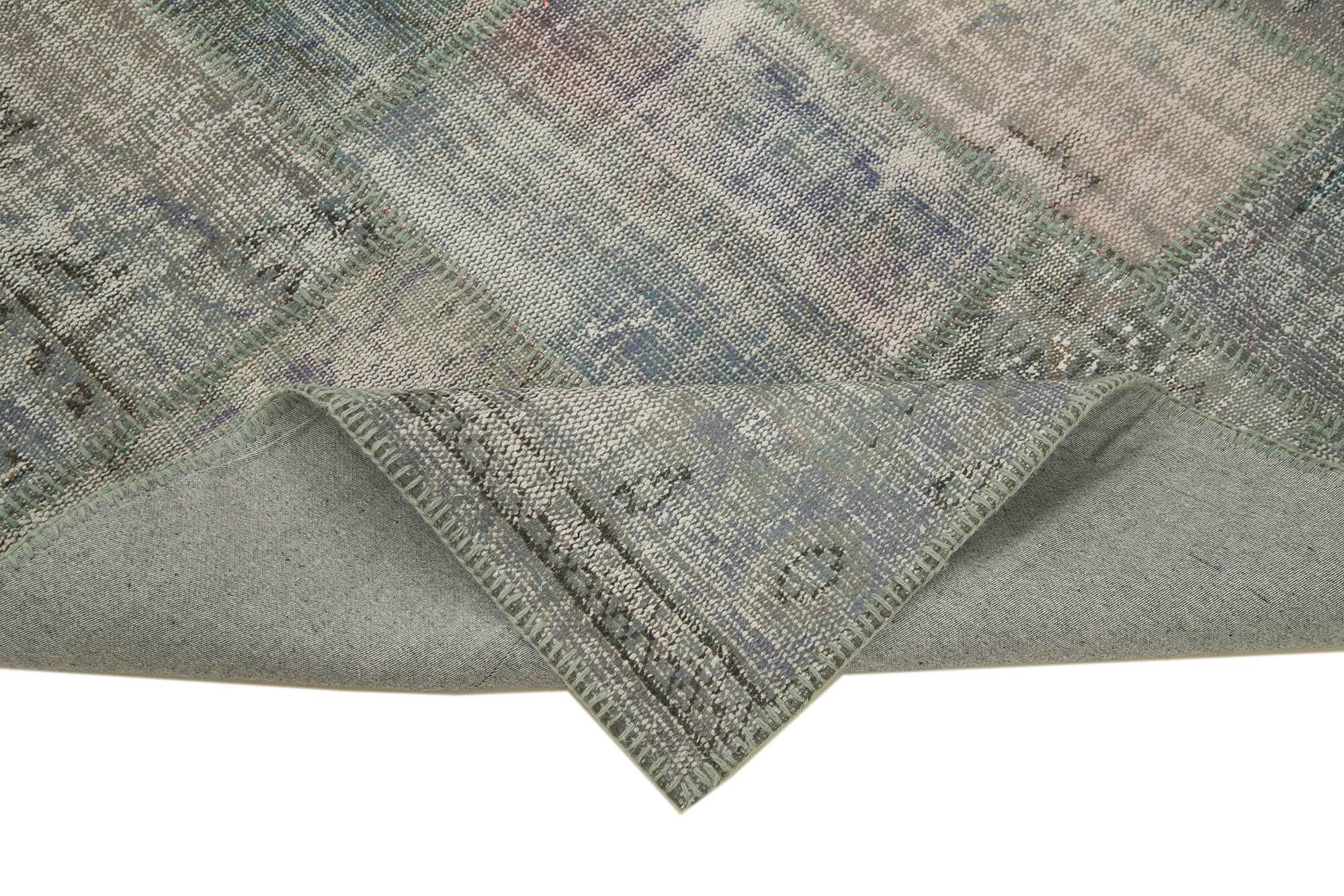 Handwoven Oriental Overdyed 176 cm x 247 cm Grey Patchwork Carpet