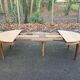Renovated round Art Deco dining table in solid oak, 1950, 230cm extendable.