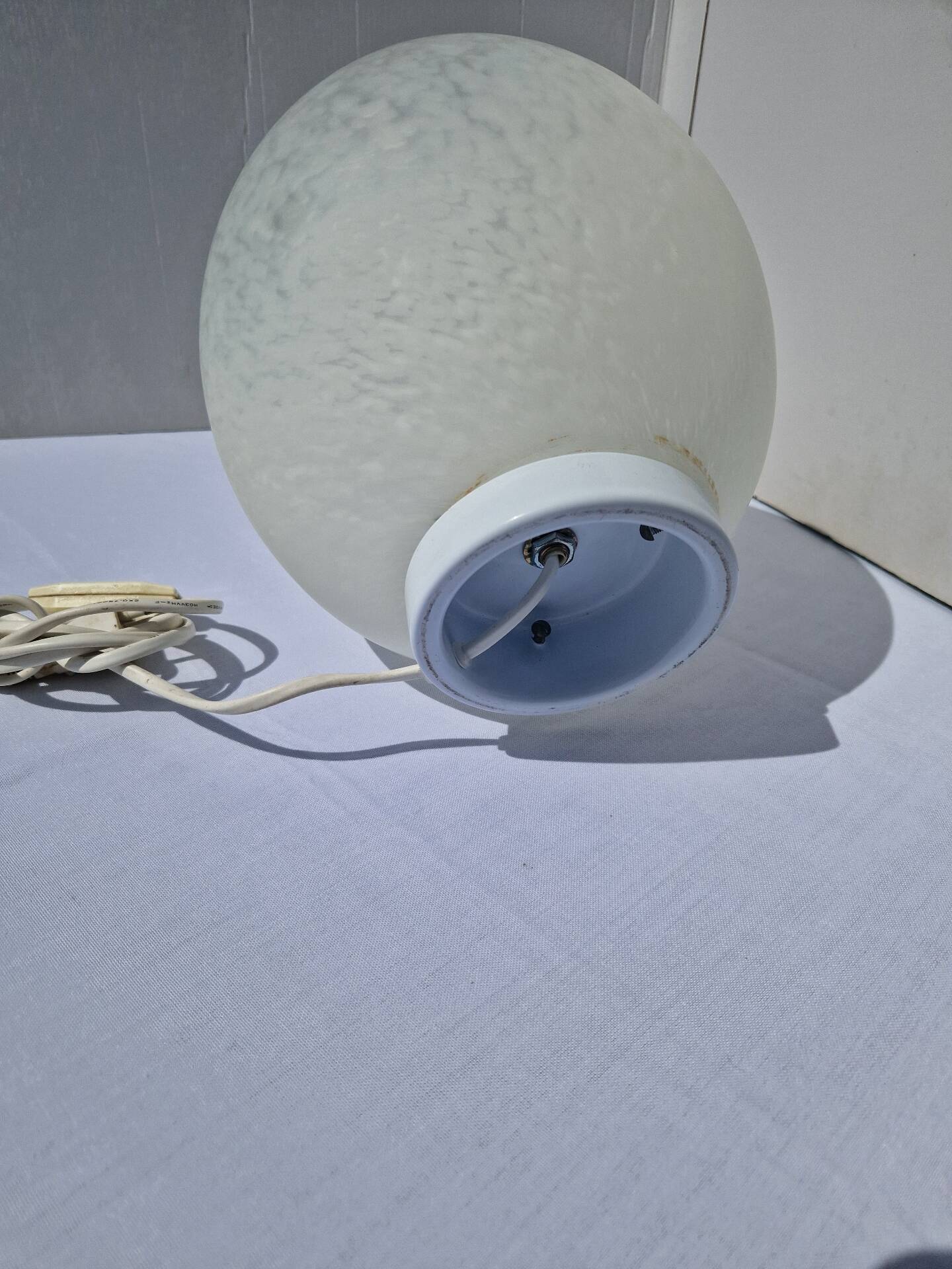 Lampe Oeuf Verre Moucheté  Blanc