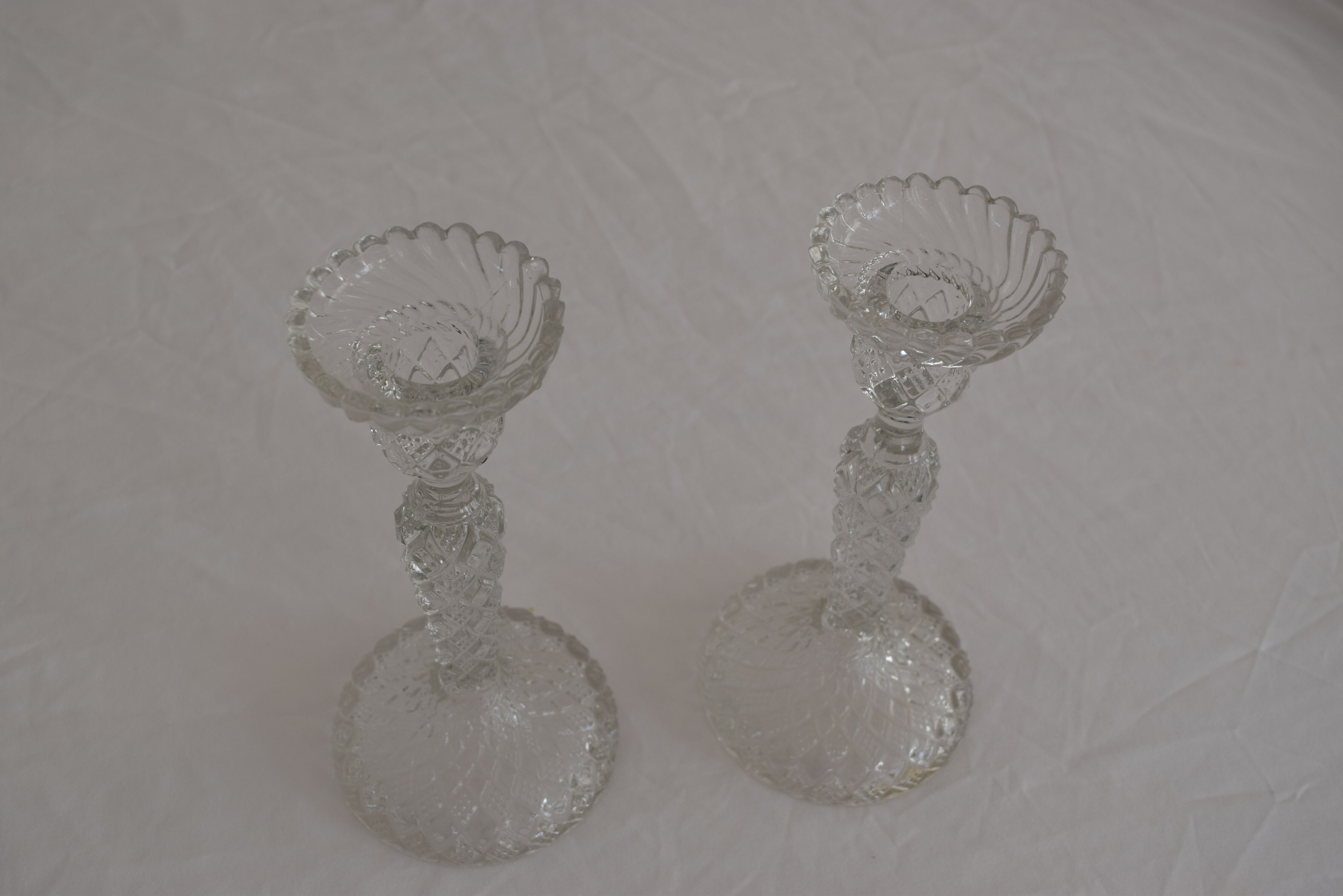 Duo of crystal candlesticks