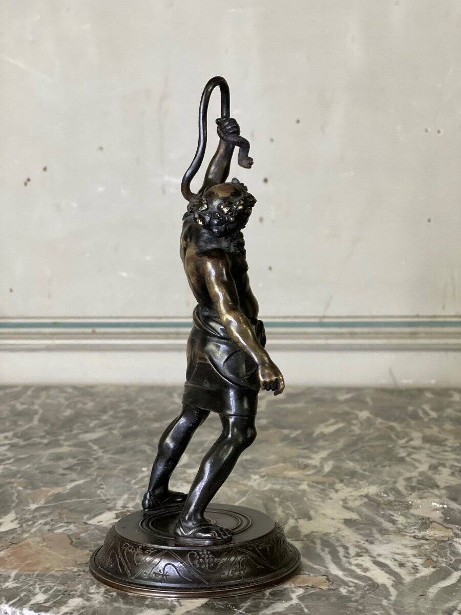 Silenus, bronze sculpture after the antique, 19th century