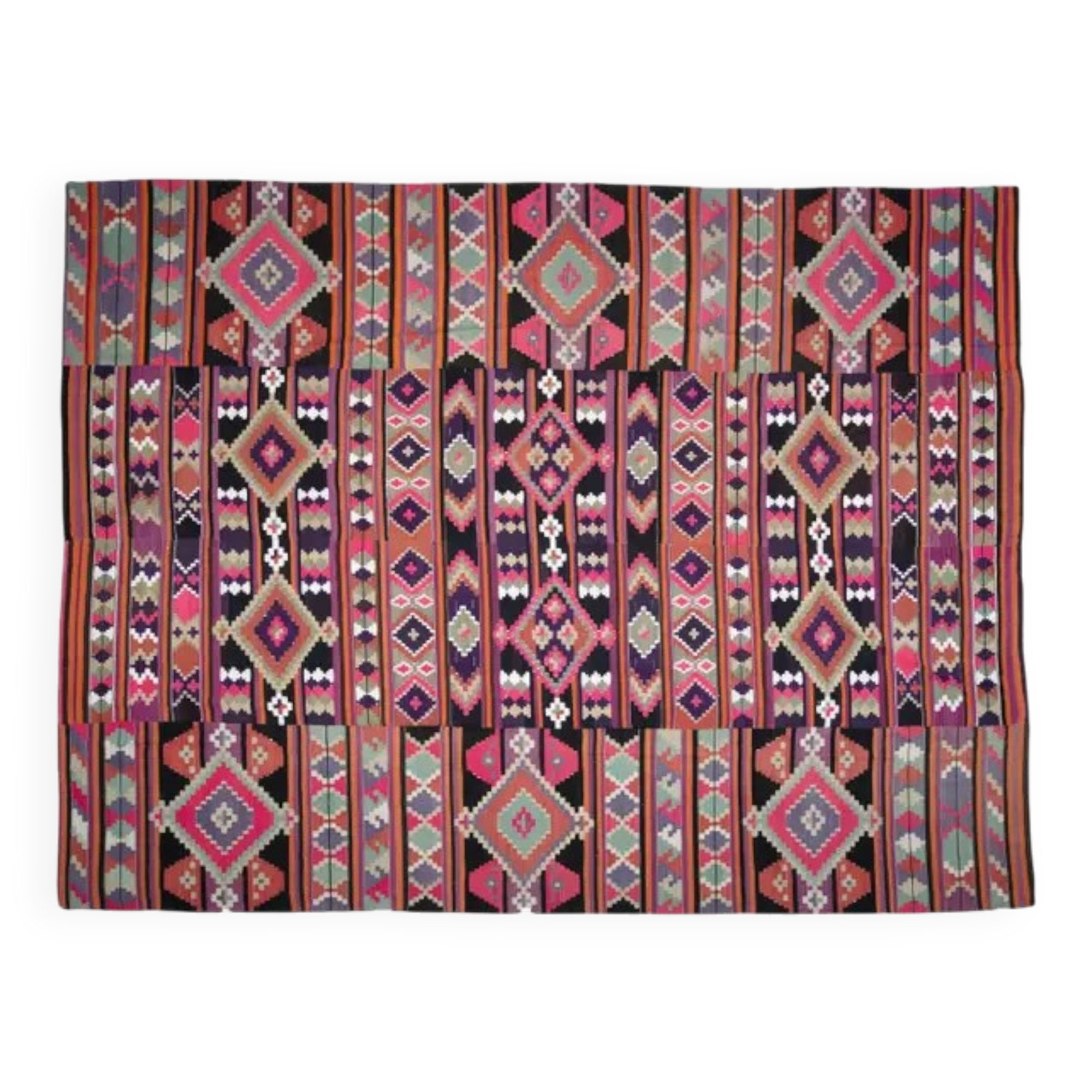 1970s Vintage Turkish Oushak Handmade Wool Cotton Pink Runner Rug 310x407