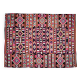 Tapis de couloir turc Oushak fait main en laine et coton rose, années 1970