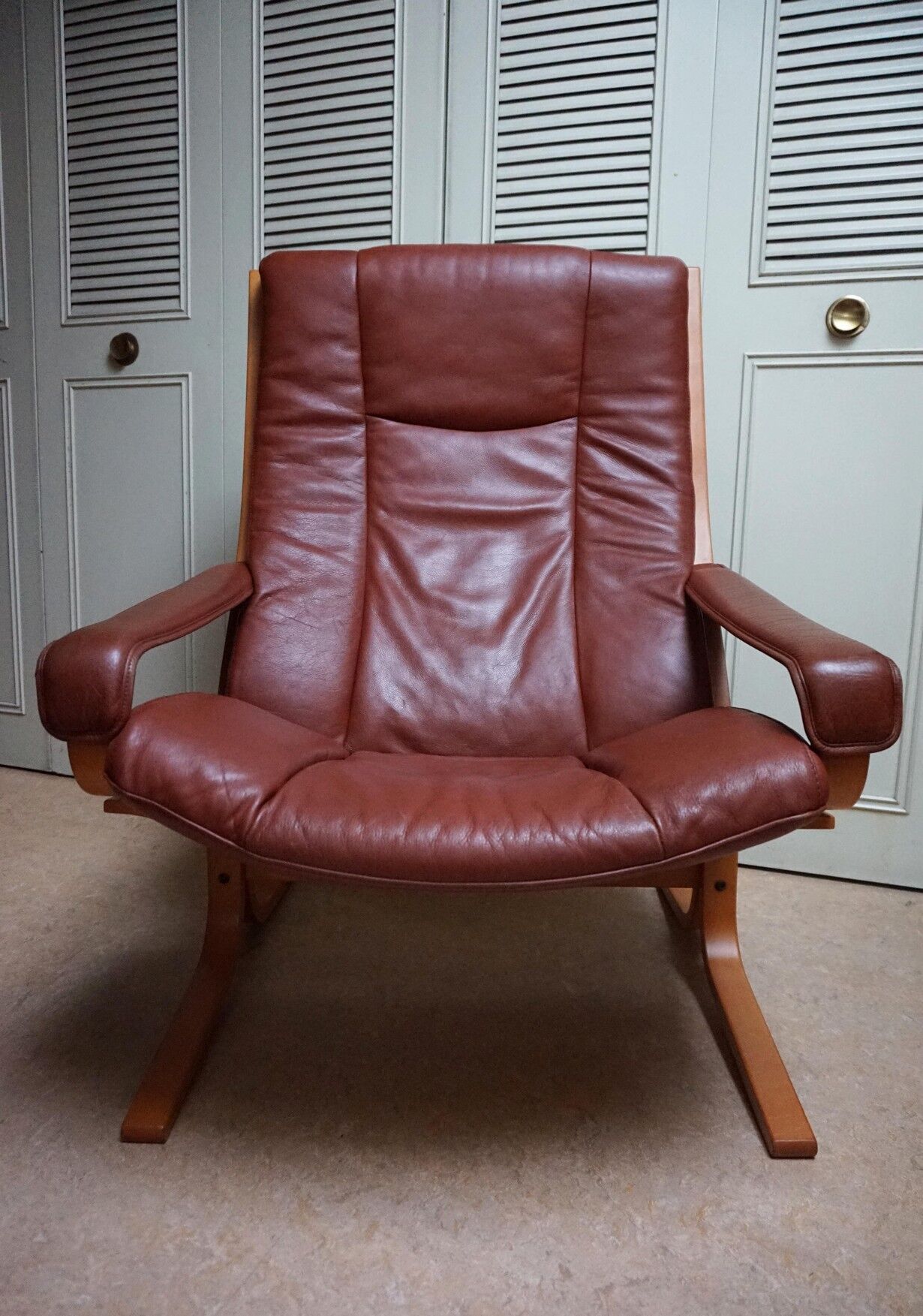 Fauteuil en cuir par Ingmar Relling pour Westnofa, Norvège, années 1970