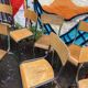 Set of 15 vintage mismatched mullca delagrave school chairs