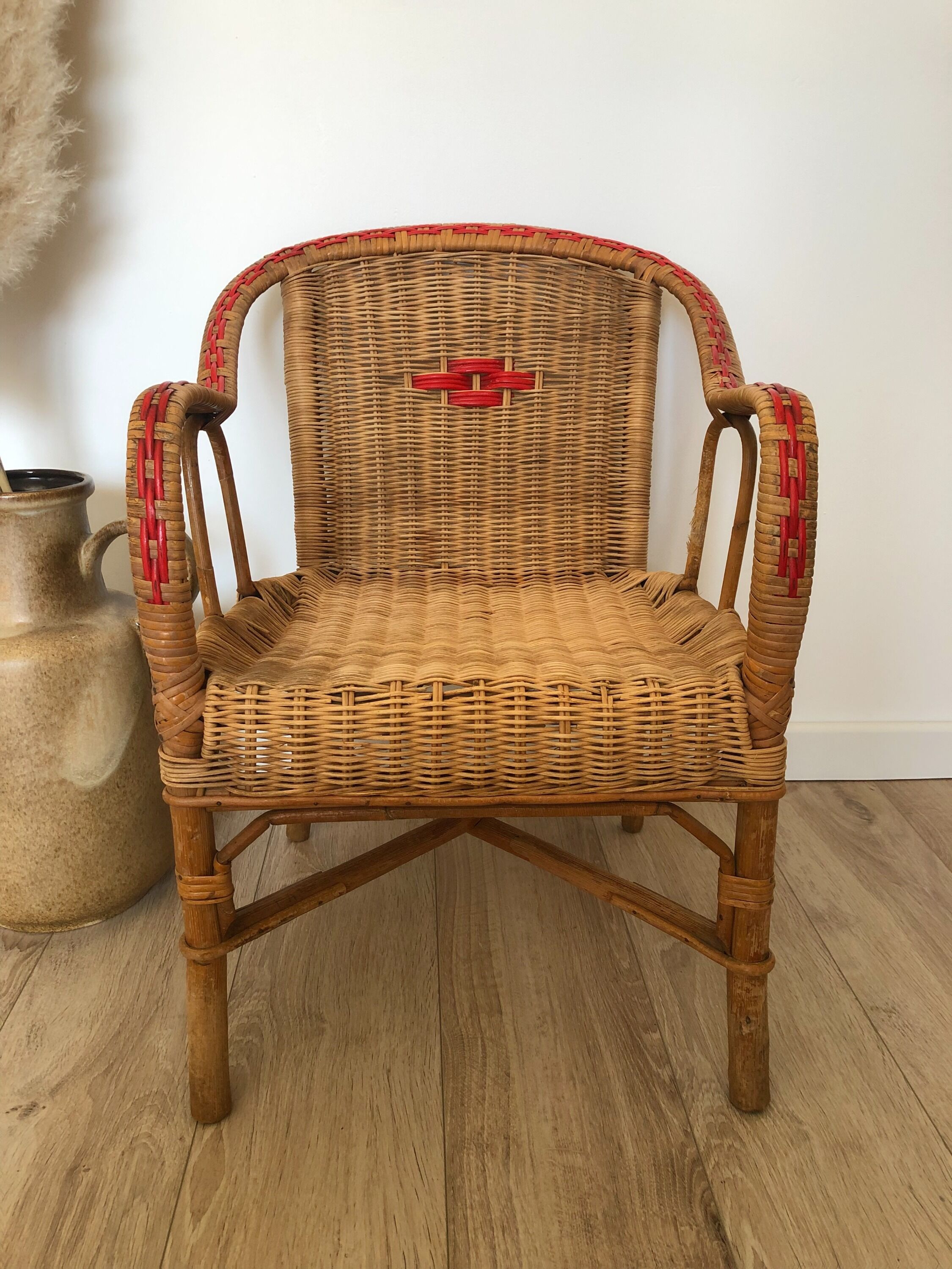 Children's armchair from the 60s, wicker