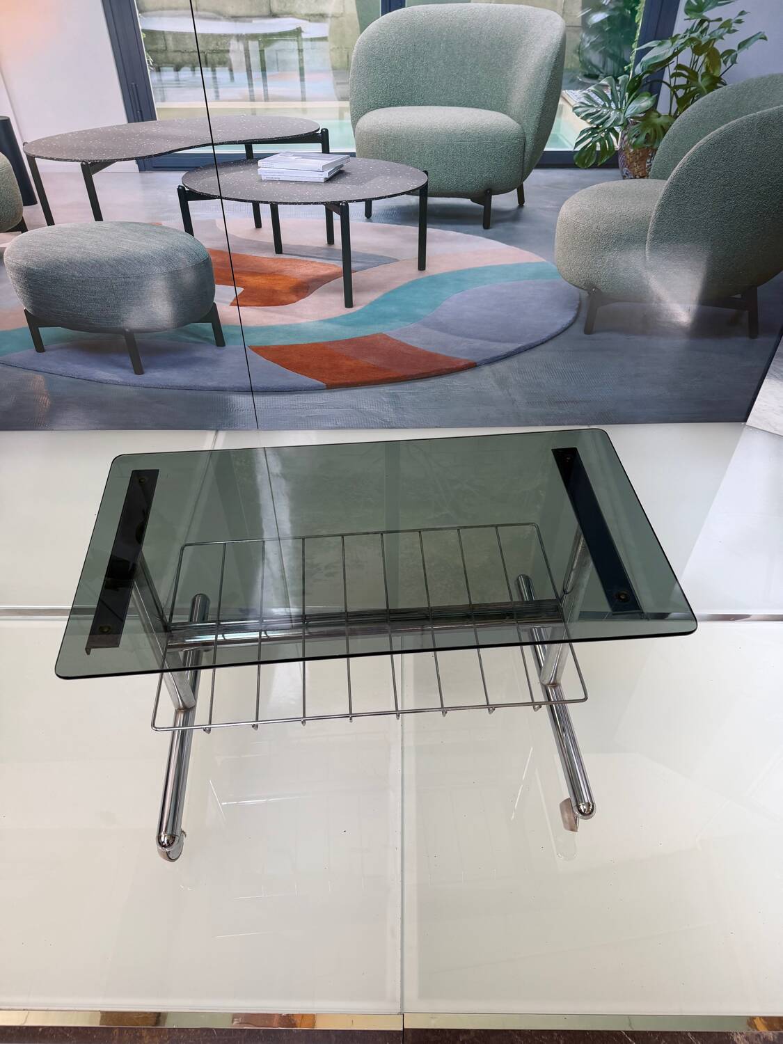 Metal and smoked glass hi-fi video furniture
