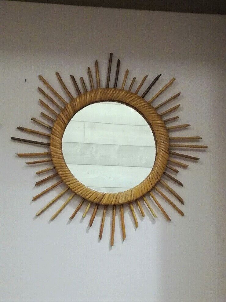 Miroir soleil en rotin 46 x 46 cm