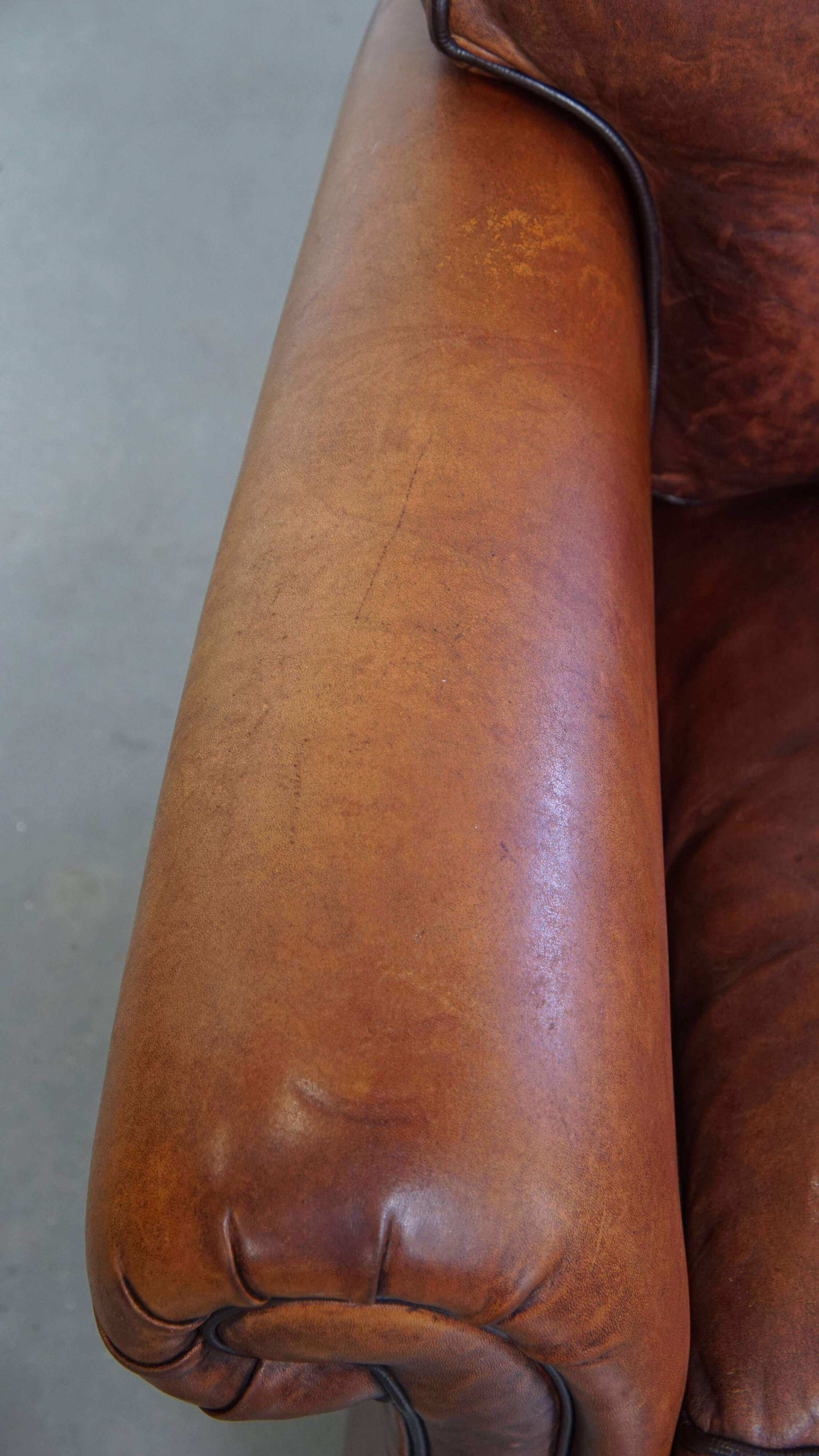 Fauteuil en cuir de mouton de style anglais