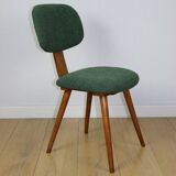 Vintage chair with green boucle backrest like Skoczek - set of 2 chairs