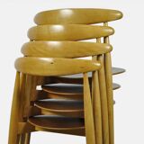 Chaises de salle à manger danoises « cœur » en hêtre et teck, FH4103, bz Hans J. Wegner pour Frity Hansen, années 1950
