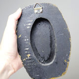 Small vintage Venetian oil on wood convex medallion portrait.